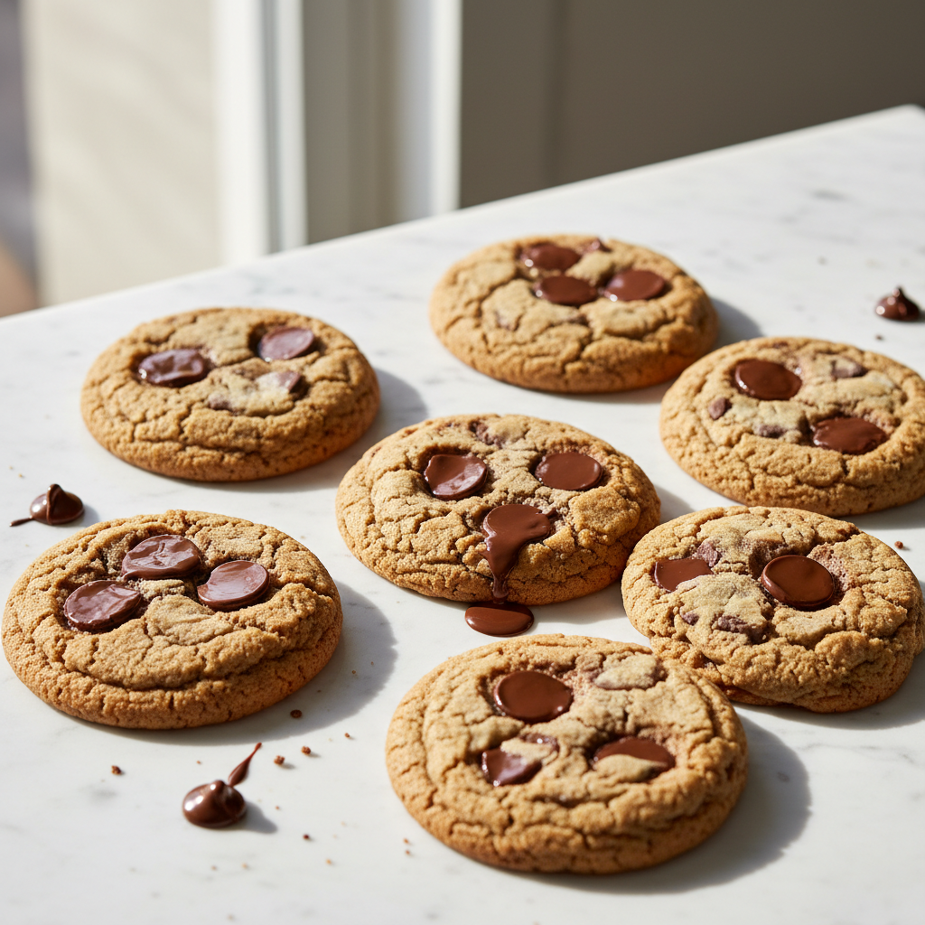 6 fresh chocolate chip cookies