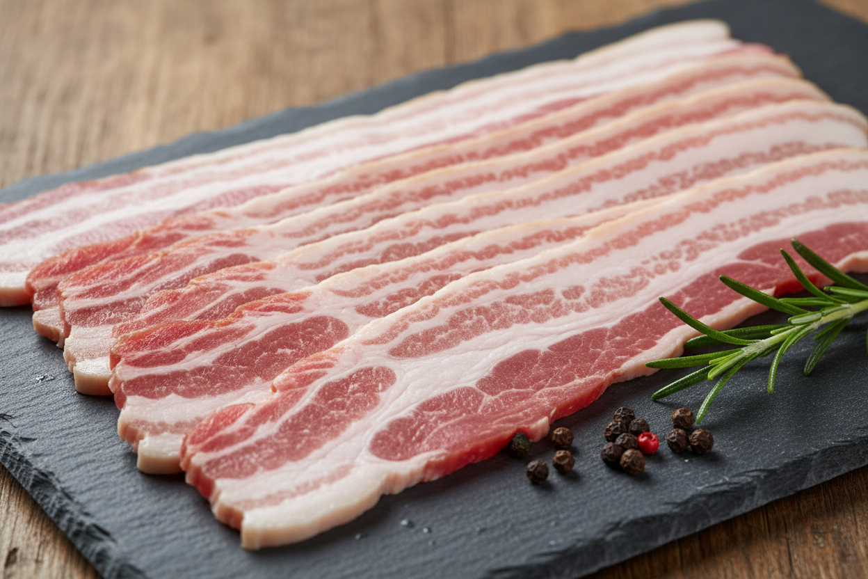 fresh sliced bacon raw